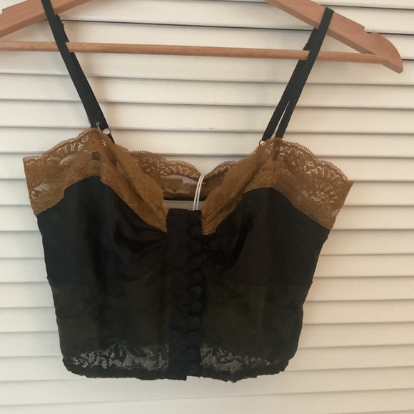 Chasing Unicorns Silk and Lace Top Black/Bronze XS NWT - Picture 3 of 6